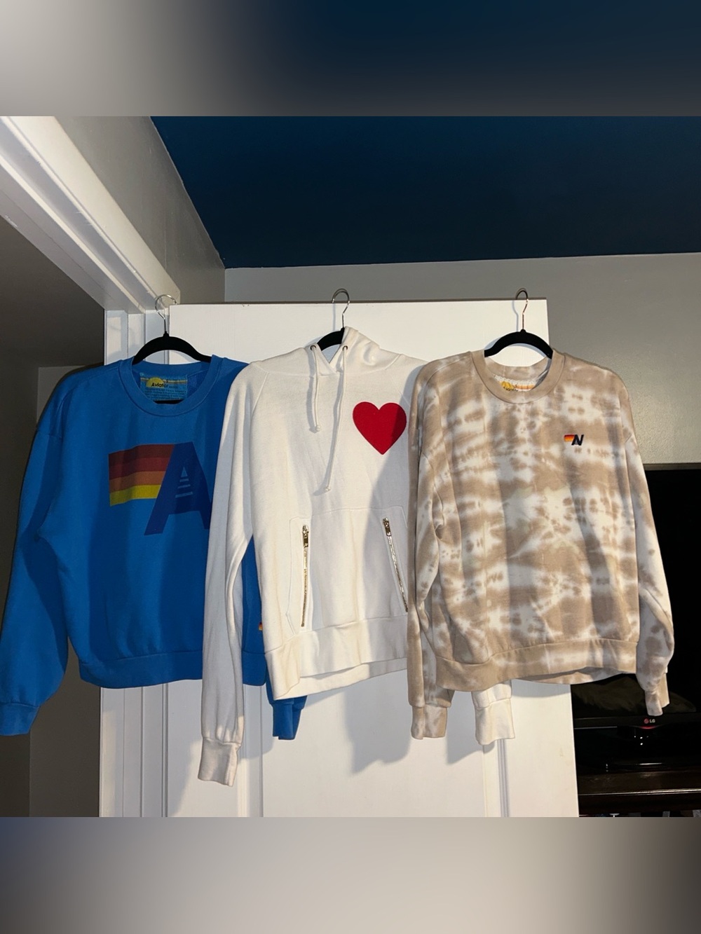 Aviator Nation Tye Dyed Pull Over Hoodie and Crew Neck Sweatshirts Small